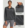 IUGA Soft Quarter Zip Pullover Cropped Sweatshirts for Women Half Zip Pullover Drawstring Hem with Pockets(Solar Grey)