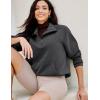 IUGA Soft Quarter Zip Pullover Cropped Sweatshirts for Women Half Zip Pullover Drawstring Hem with Pockets(Solar Grey)