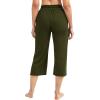 IUGA Wide Leg Capri Pants for Women Drawstring Capris Sweatpants Split Hem Lounge Workout Yoga Pants with Pockets(Dark Green)