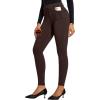 IUGA Fleece Lined Pants Women Pull on Stretchy Work Pants for Women Thermal High Waisted Dress Pants(Coffee)