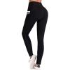 IUGA High Waist Yoga Pants with Pockets (Black, Large) + High Impact Sports Bras(Black, Large)