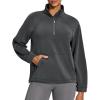 IUGA Soft Quarter Zip Pullover Cropped Sweatshirts for Women Half Zip Pullover Drawstring Hem with Pockets(Solar Grey)