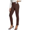 IUGA Stretchy Work Pants Women Pull On Skinny Dress Pants Women Slim Fit Office Teacher Business Casual Outfits with Pockets(Brown)