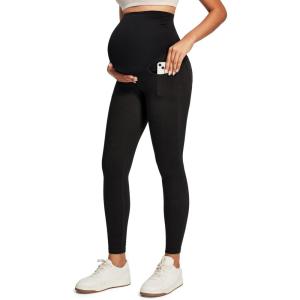 IUGA Stretchy Maternity Jeans Over Belly Skinny High Waisted Jeggings for Women Comfy Maternity Pants for Work with Pockets(Black)