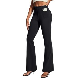 IUGA Womens Dress Pants Bootcut Business Casual Work Pants with Pockets Stretchy Slacks Pull On Trousers Office(Black)