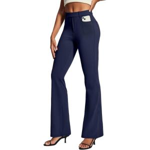 IUGA Womens Dress Pants Bootcut Business Casual Work Pants with Pockets Stretchy Slacks Pull On Trousers Office(Dark Blue)