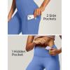 IUGA High Waist Yoga Pants with Pockets, Leggings for Women Tummy Control, Workout Leggings for Women 4 Way Stretch(Cornflower Blue)