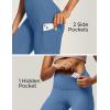 IUGA High Waist Yoga Pants with Pockets, Leggings for Women Tummy Control, Workout Leggings for Women 4 Way Stretch(Steel Blue)