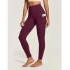 IUGA High Waist Yoga Pants with Pockets, Leggings for Women Tummy Control, Workout Leggings for Women 4 Way Stretch(Wine Red)