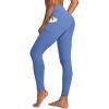IUGA High Waist Yoga Pants with Pockets, Leggings for Women Tummy Control, Workout Leggings for Women 4 Way Stretch(Cornflower Blue)