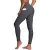 IUGA High Waist Yoga Pants with Pockets, Leggings for Women Tummy Control, Workout Leggings for Women 4 Way Stretch(Dark Grey)