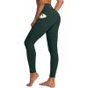 IUGA High Waist Yoga Pants with Pockets, Leggings for Women Tummy Control, Workout Leggings for Women 4 Way Stretch(Forest Green)