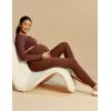IUGA Buttery Soft Maternity Leggings Over The Belly Maternity Pants with Pockets Maternity Clothes for Yoga Work(Brown)