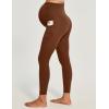 IUGA Buttery Soft Maternity Leggings Over The Belly Maternity Pants with Pockets Maternity Clothes for Yoga Work(Brown)