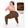 IUGA Buttery Soft Plus Size Leggings for Women No Front Seam Leggings with Pockets for Women Tummy Control Yoga Pants 3X 4X Chestnut