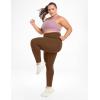 IUGA Buttery Soft Plus Size Leggings for Women No Front Seam Leggings with Pockets for Women Tummy Control Yoga Pants 3X 4X Chestnut