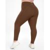 IUGA Buttery Soft Plus Size Leggings for Women No Front Seam Leggings with Pockets for Women Tummy Control Yoga Pants 3X 4X Chestnut