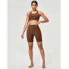 IUGA Gym Shorts Women Scrunch Butt Lifting Tummy Control Biker Shorts with Pockets High Waist Yoga Booty Workout Running 6″(Brown)