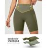 IUGA Gym Shorts Women Scrunch Butt Lifting Tummy Control Biker Shorts with Pockets High Waist Yoga Booty Workout Running 6″(Grass Grey Green)