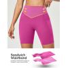 IUGA Gym Shorts Women Scrunch Butt Lifting Tummy Control Biker Shorts with Pockets High Waist Yoga Booty Workout Running 6″(Pink Power)