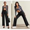 IUGA Wide Leg Yoga Dress Pants for Women with Pockets Stretch Work Pants Women High Waisted Business Casual Trousers Slacks(Black)