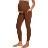 IUGA Buttery Soft Maternity Leggings Over The Belly Maternity Pants with Pockets Maternity Clothes for Yoga Work(Brown)