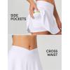IUGA Athletic Skorts for Women Tennis Skirt with Pockets Cross Waist Athletic Skirt for Golf Pickleball(White)