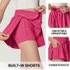 IUGA Girls Butterfly Shorts with Pockets Athletic Flowy Preppy Clothes Running Tennis Dance Cheer 2 in 1 Shorts Teen Girls(Hot Pink)