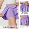 IUGA Girls Butterfly Shorts with Pockets Athletic Flowy Preppy Clothes Running Tennis Dance Cheer 2 in 1 Shorts Teen Girls(Lavender)