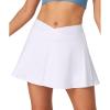 IUGA Athletic Skorts for Women Tennis Skirt with Pockets Cross Waist Athletic Skirt for Golf Pickleball(White)