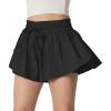 IUGA Girls Butterfly Shorts with Pockets Athletic Flowy Preppy Clothes Running Tennis Dance Cheer 2 in 1 Shorts Teen Girls(Black)