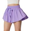 IUGA Girls Butterfly Shorts with Pockets Athletic Flowy Preppy Clothes Running Tennis Dance Cheer 2 in 1 Shorts Teen Girls(Lavender)