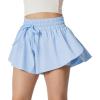 IUGA Girls Butterfly Shorts with Pockets Athletic Flowy Preppy Clothes Running Tennis Dance Cheer 2 in 1 Shorts Teen Girls(Sky Blue)