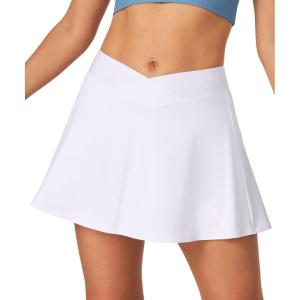 IUGA Athletic Skorts for Women Tennis Skirt with Pockets Cross Waist Athletic Skirt for Golf Pickleball(White)