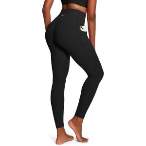 IUGA Scrunch Butt Lifting Leggings for Women Workout Tummy Control No Front Seam Compression Leggings with Pockets Yoga Pants(Black)