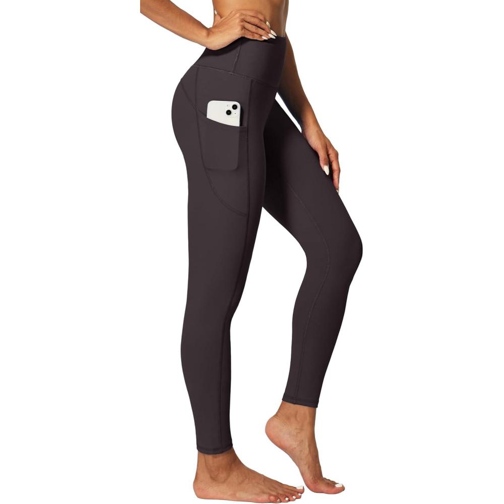 imageIUGA Fleece Lined Leggings Women Thermal Leggings for Women Winter Warm Tights High Waisted Hiking Yoga Pants with PocketsCoffee