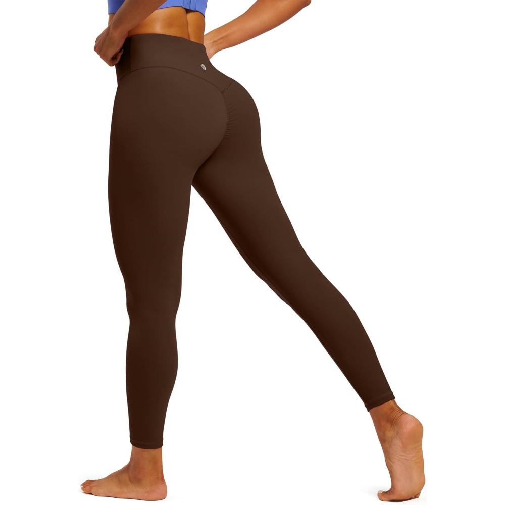 imageIUGA Scrunch Butt Lifting Leggings for Women No Front Seam Compression Tummy Control Workout Seamless Leggings for Gym YogaBrown