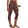 IUGA Capri Leggings for Women Tummy Control Compression Leggings Workout High Waist Athletic Yoga Pants with Pockets(Coffee)