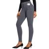 IUGA Fleece Lined Leggings for Work Pull on Thermal Dress Pants Skinny Warm High Waisted Stretchy Work Pants for Women Winter(Dark Gray)