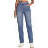 IUGA Women’s Straight Leg High Waisted Pull On Bootcut Jeans(Whisker Vintage Blue Wash)