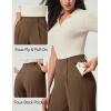 IUGA Womens Dress Pants Wide Leg Pull On Stretchy Work Pants Women High Waisted Business Casual Trousers with Pockets(Caramel)