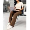 IUGA Womens Dress Pants Wide Leg Pull On Stretchy Work Pants Women High Waisted Business Casual Trousers with Pockets(Caramel- Petite)