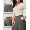 IUGA Womens Dress Pants Wide Leg Pull On Stretchy Work Pants Women High Waisted Business Casual Trousers with Pockets(Charcoal- Petite)