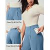 IUGA Womens Dress Pants Wide Leg Pull On Stretchy Work Pants Women High Waisted Business Casual Trousers with Pockets(Light Azure)