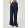 IUGA Womens Dress Pants Wide Leg Pull On Stretchy Work Pants Women High Waisted Business Casual Trousers with Pockets(Midnight Blue)