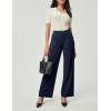 IUGA Womens Dress Pants Wide Leg Pull On Stretchy Work Pants Women High Waisted Business Casual Trousers with Pockets(Midnight Blue- Petite)
