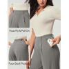 IUGA Womens Dress Pants Wide Leg Pull On Stretchy Work Pants Women High Waisted Business Casual Trousers with Pockets(Moonlight Gray)