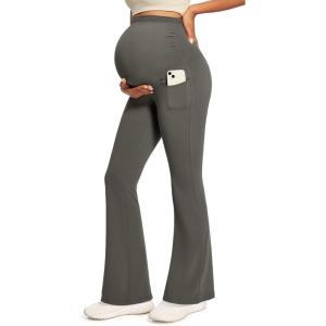 IUGA Women’s Soft Flare Maternity Yoga Pants with Pockets(Dark Grey)