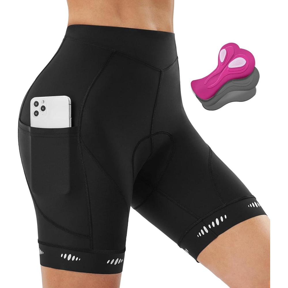 image:imageIUGA Padded Bike Shorts Women 4D Breathable Womens Cycling Shorts with Padding Mountain Biking Shorts with PocketsBlack