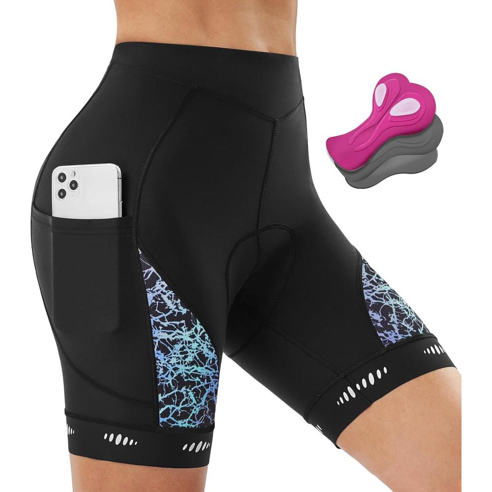 image:imageIUGA Padded Bike Shorts Women 4D Breathable Womens Cycling Shorts with Padding Mountain Biking Shorts with PocketsBlackcrackle